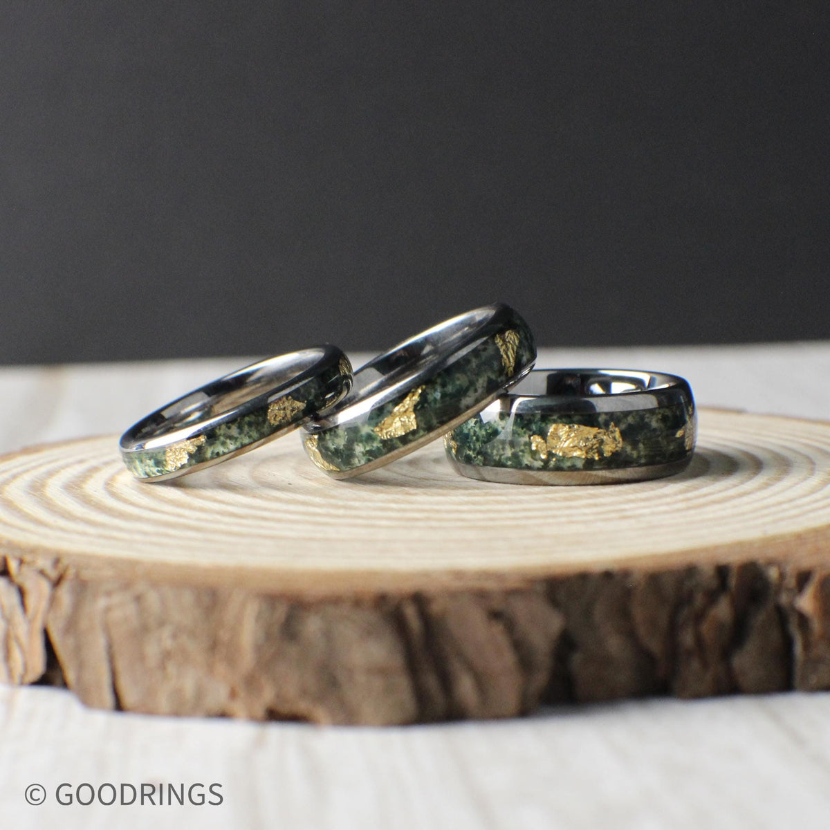 The Goldroot - Moss Agate Ring