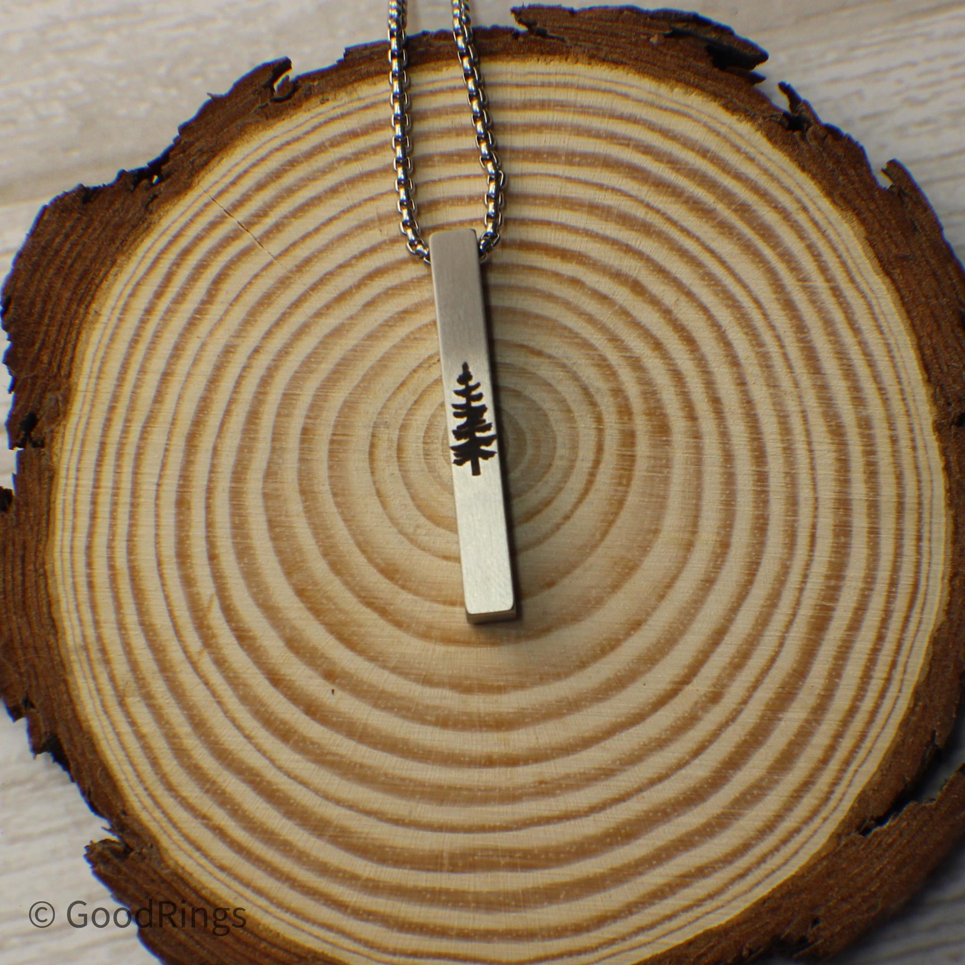 Personalized Tree Necklace, Fir Tree Necklace, Men's Necklace, Customized Men's Necklace, Custom Pendant Necklace, Necklace Gift for Him