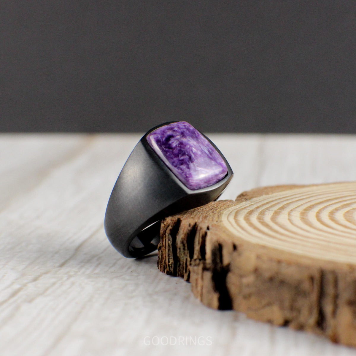 Charoite Signet Ring, Purple Signet Ring, Charoite Ring, Signet Ring for Men, Promise Ring, Anniversary Ring, Wedding Ring, Gift for him