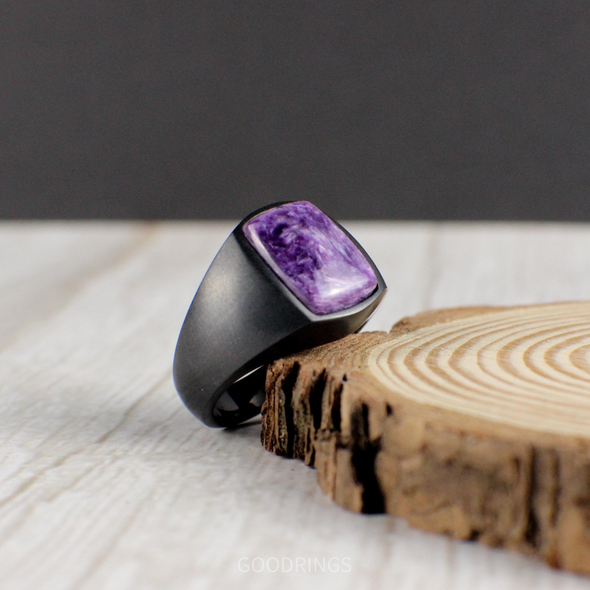 Charoite Signet Ring, Purple Signet Ring, Charoite Ring, Signet Ring for Men, Promise Ring, Anniversary Ring, Wedding Ring, Gift for him