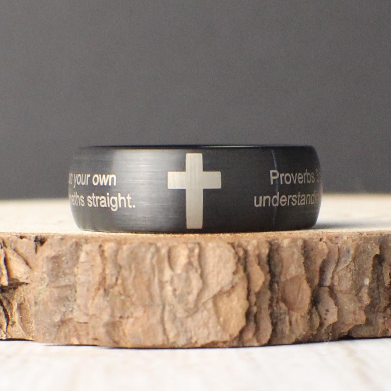 Personalized Bible Quote Ring - Men's Tungsten Ring – GoodRings