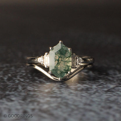 Female moss agate wedding set