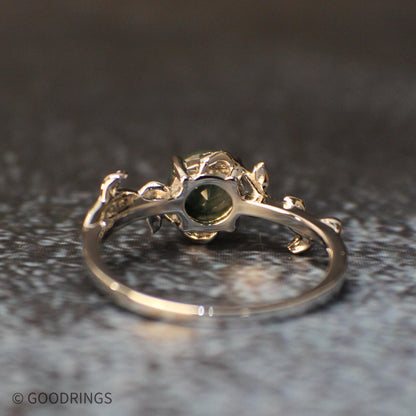 Backside of ring to show stone setting of moss agate ring
