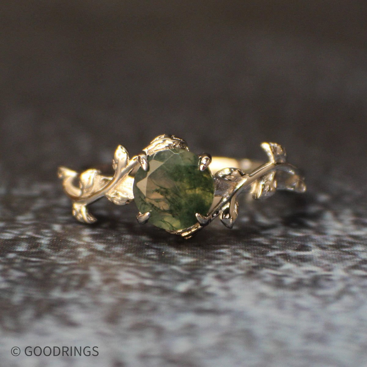Moss agate ring for women