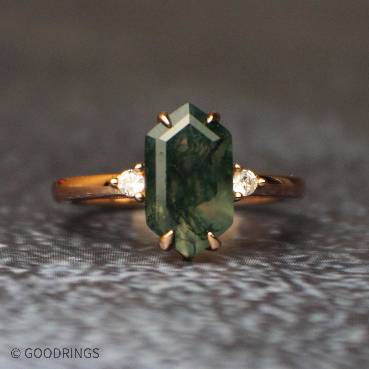 Moss agate wedding ring