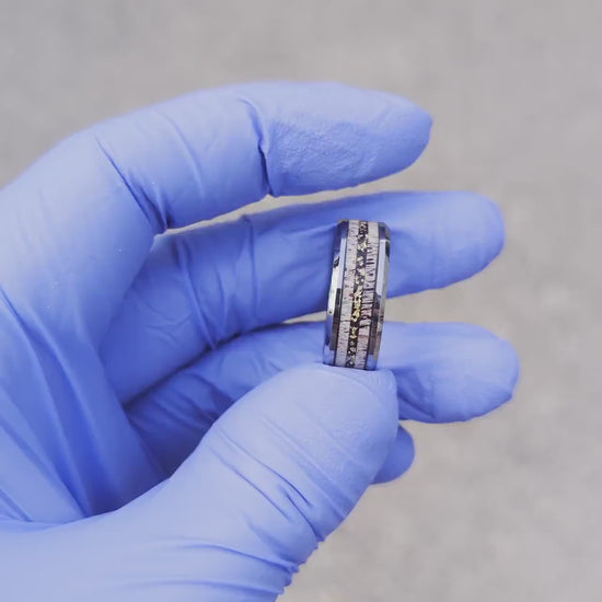 Elk Antler Wedding Ring with Gold Leaf Center Line