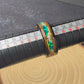 Men's Wedding Ring with Whiskey Wood and Green Opals