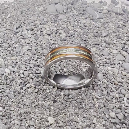 Moss Agate Wedding Band with Rosewood, Men's wedding band, Moss agate Ring