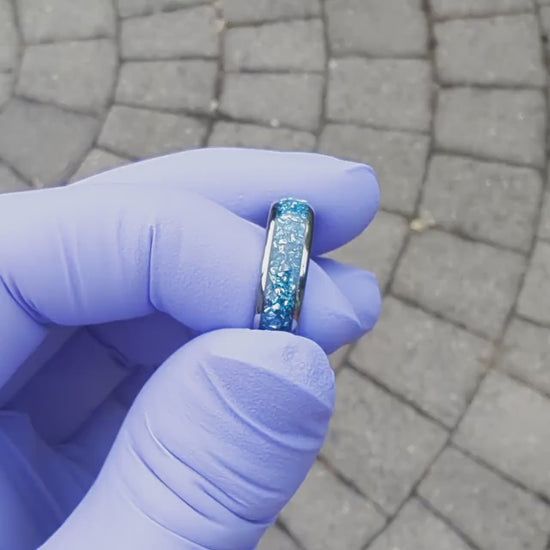 Aquamarine Ring, Birthstone Ring with Aquamarine, March Birthstone ring, 6mm wide Wedding Ring, Aquamarine Wedding Band, Wedding Band