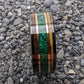 Malachite Ring with Burnt Whiskey Barrel Wood and Gold Bands