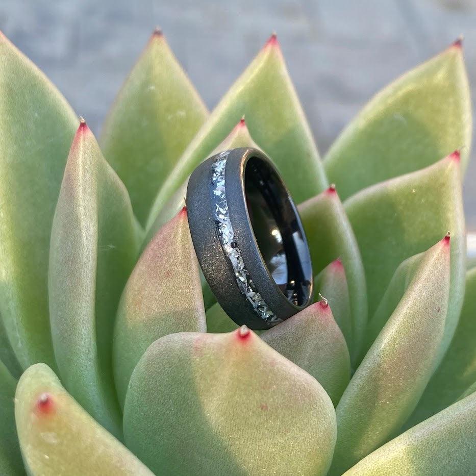 Meteorite promise ring. Space ring for men