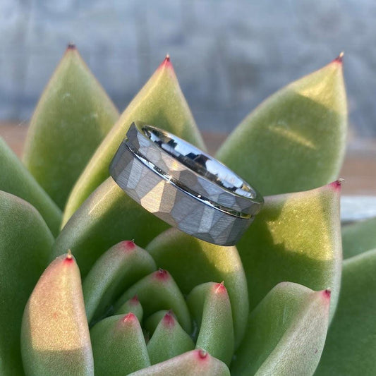 Hammered Tungsten Men's Wedding Ring