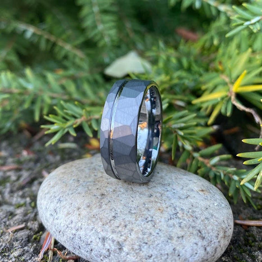 Hammered Tungsten Men's Wedding Ring - GoodRingsUSA