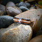 Men's hunting ring with whiskey barrel and antler
