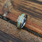 Whiskey Barrel Ring with Antler and Turquoise