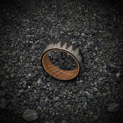 Tree Ring, Whiskey Barrel Ring, Forest Ring, Engraved Tree Ring - GoodRingsUSA
