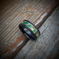 Green Opal and Gold Leaf Tungsten Wedding Ring - GoodRingsUSA