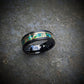 Green Opal and Gold Leaf Tungsten Wedding Ring - GoodRingsUSA