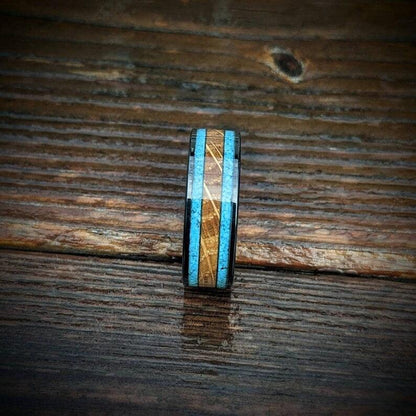 Whiskey Barrel and Turquoise Wedding Ring - GoodRingsUSA
