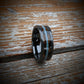 Turquoise Wedding Ring with Burnt Whiskey Barrel in a Hammered Core, Whiskey Barrel Ring, Turquoise Wedding Ring, Men's Wedding Ring