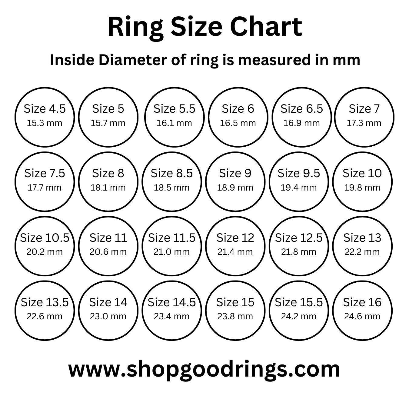 Ring size chart