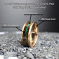 Malachite Ring with Burnt Whiskey Barrel and Rose Gold Tungsten, Mens Wedding Band, Whiskey Barrel Ring