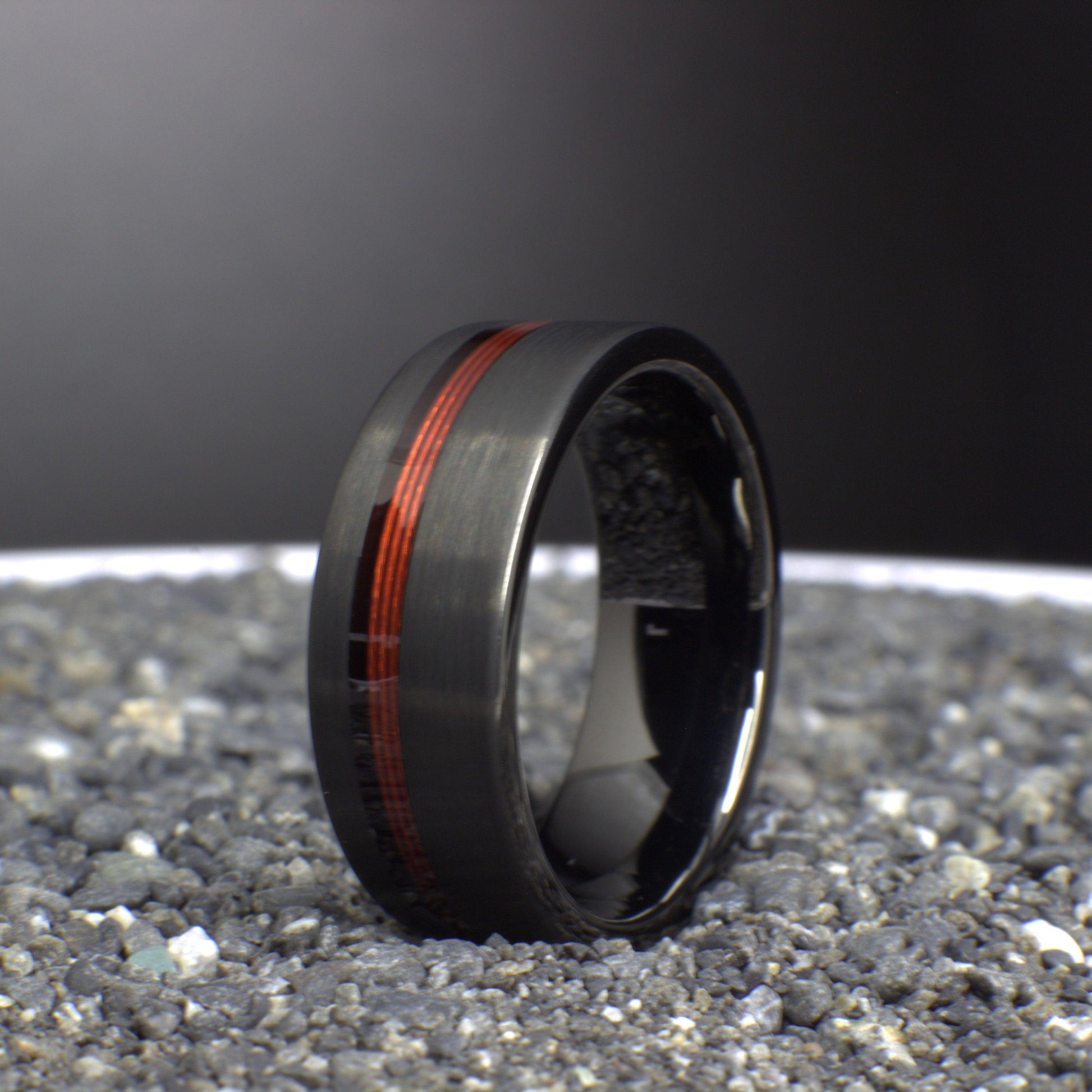 Red Fishing Line Ring, Male Wedding Band, Fishing band for men, Red Wedding Ring