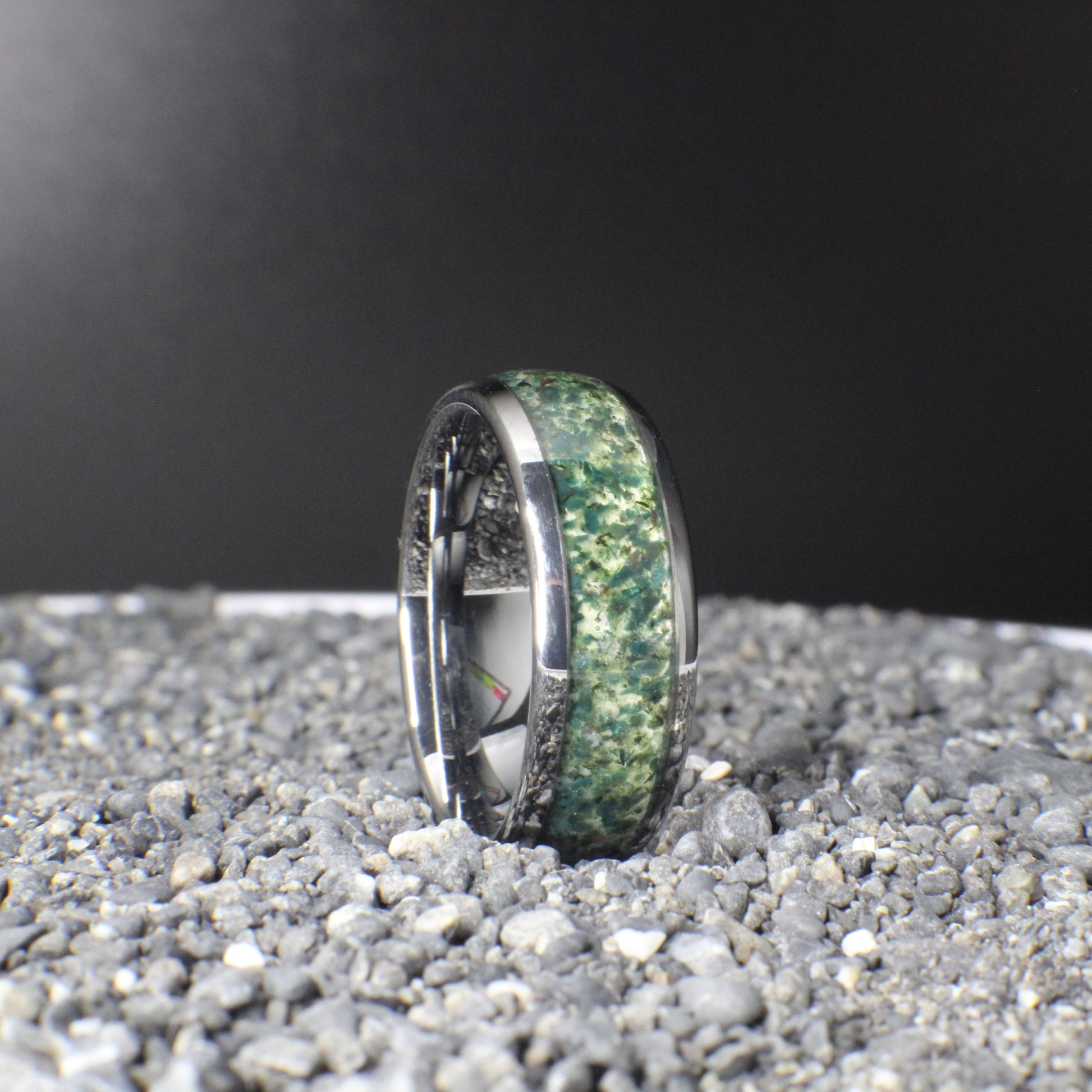 Moss Agate Ring, Wedding Bands with Moss Agate, Moss Agate Rings