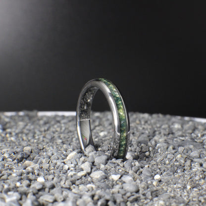 Moss Agate Ring, Wedding Bands with Moss Agate, Moss Agate Rings