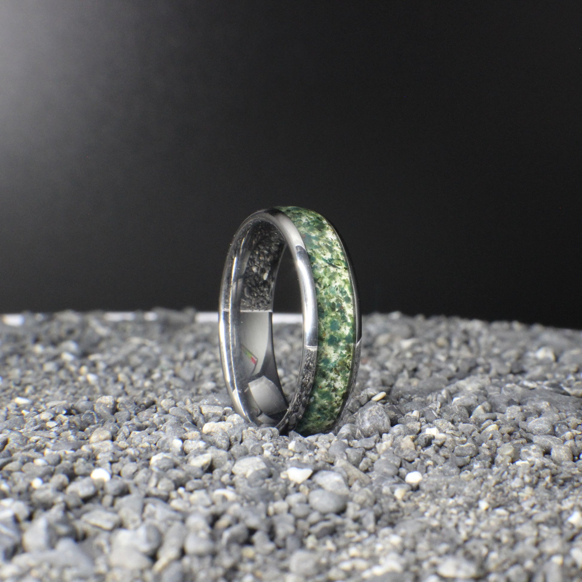 Moss Agate Ring, Wedding Bands with Moss Agate, Moss Agate Rings