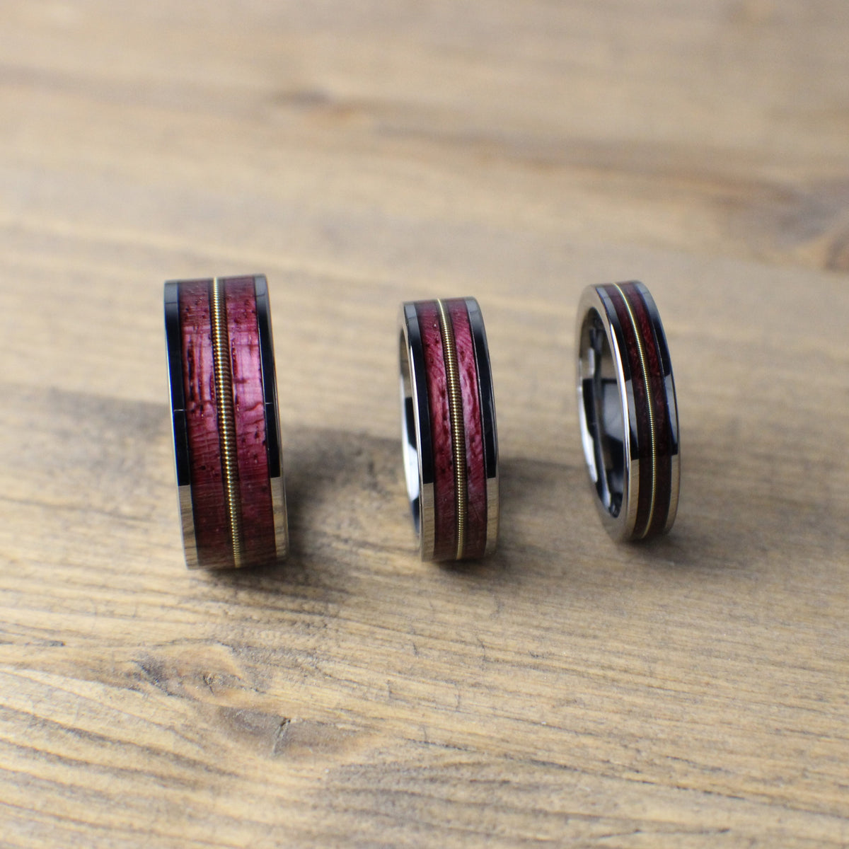 Guitar string rings in sizes 8mm, 6mm, and 4mm