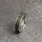 Guitar string ring with grey oak and tungsten. Tungsten wedding ring, 6mm wedding ring