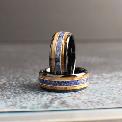 Whiskey barrel tungsten ring
