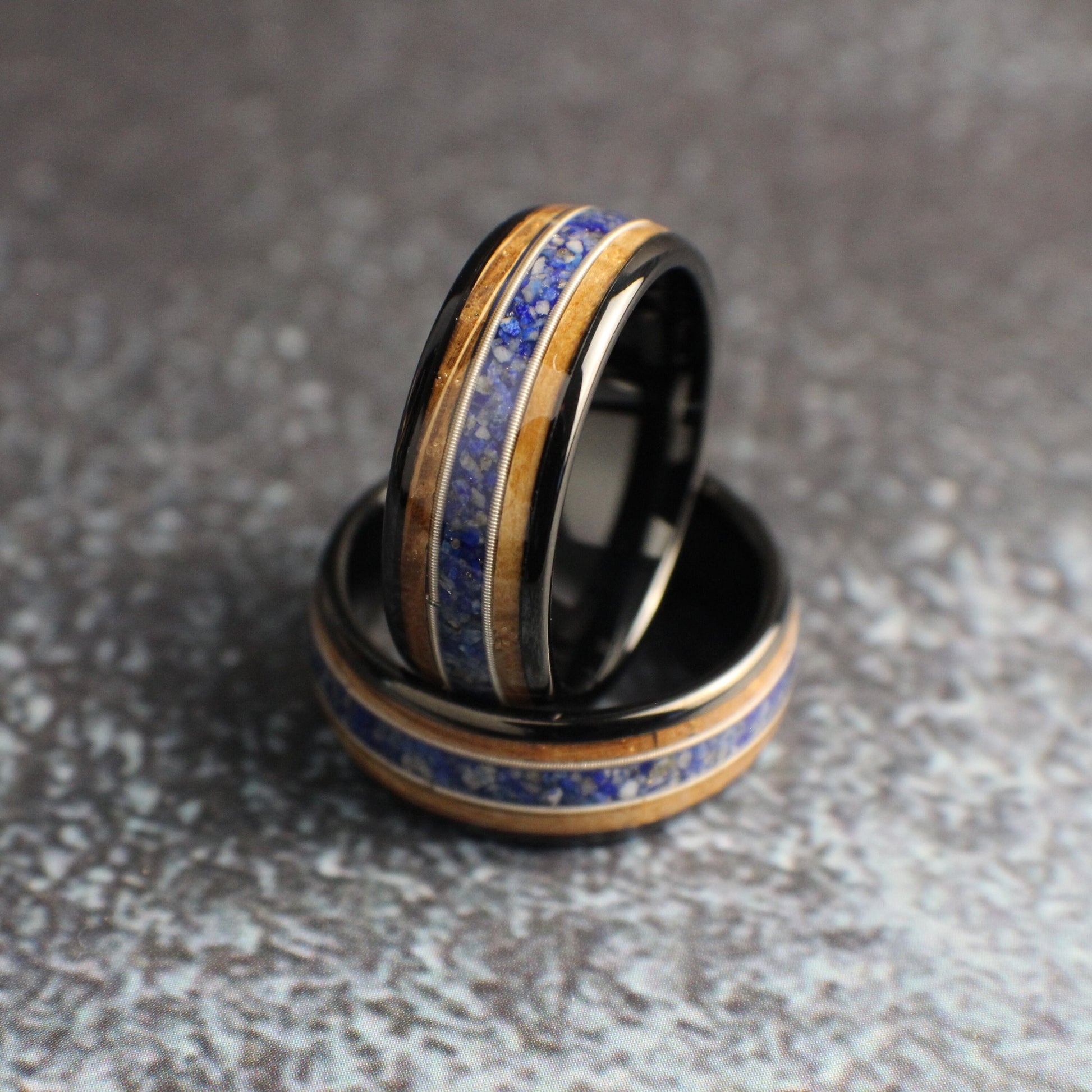 Lapis and guitar string ring