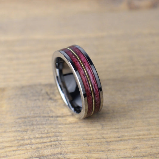 6mm wide purple heart guitar string ring